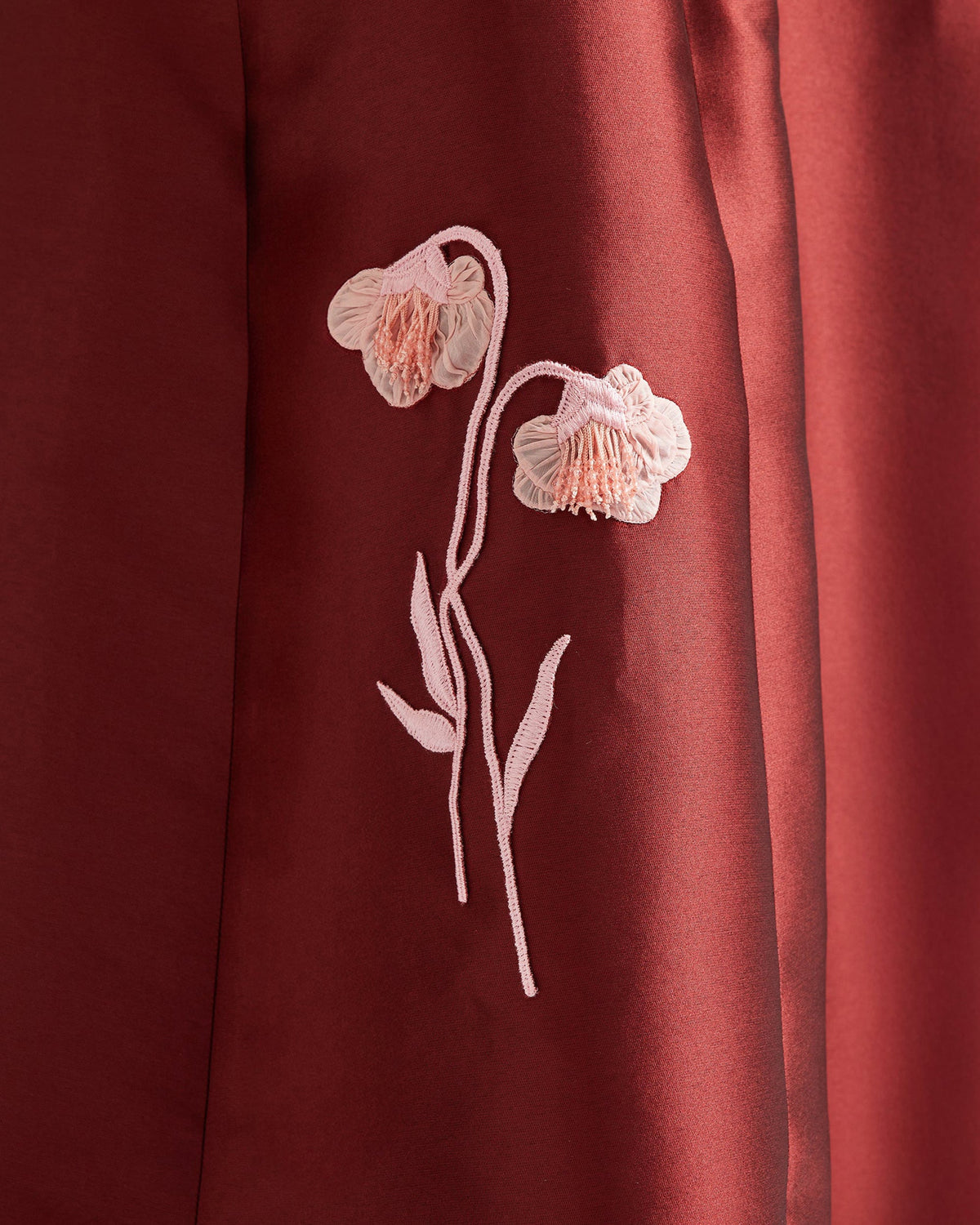 Embroidered Mikado Flared Midi Dress