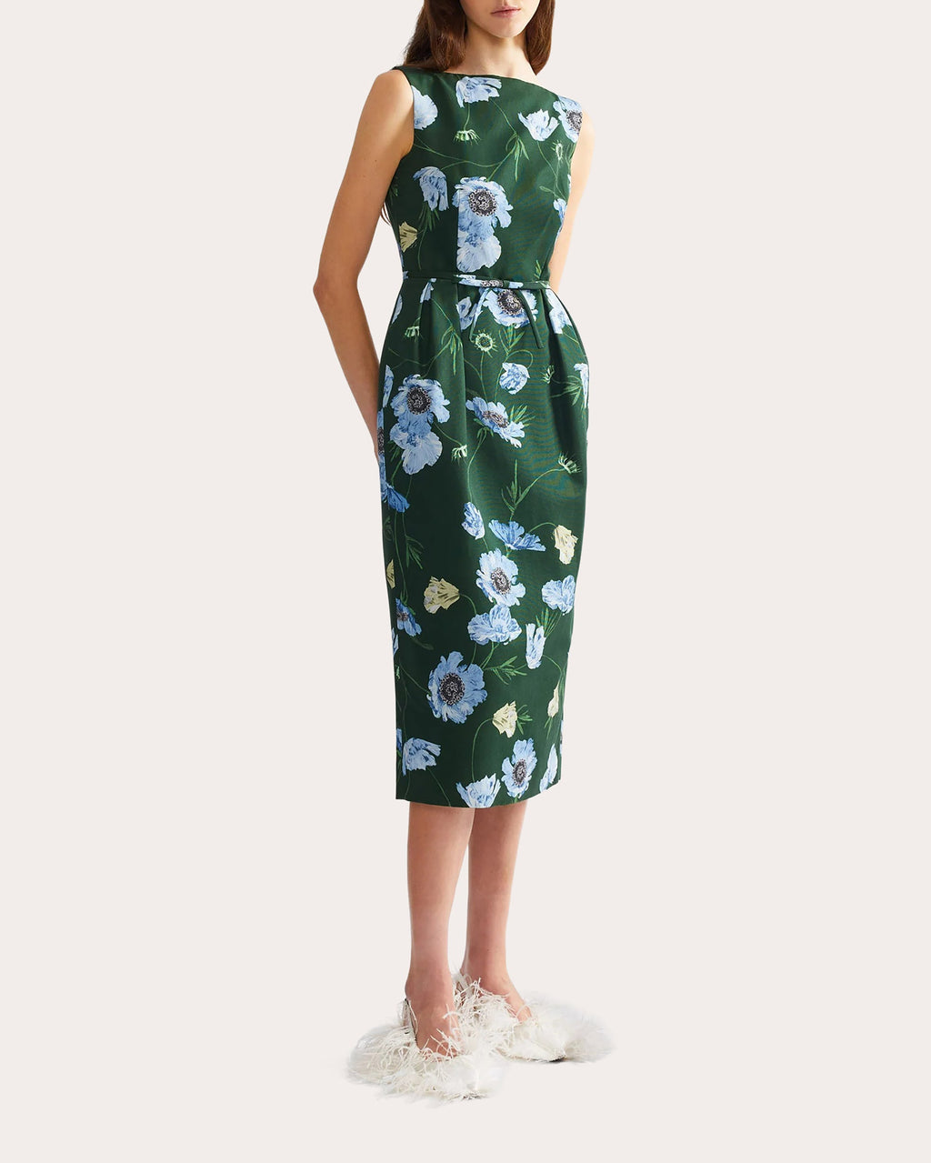Floral Cotton Faille Pencil Dress