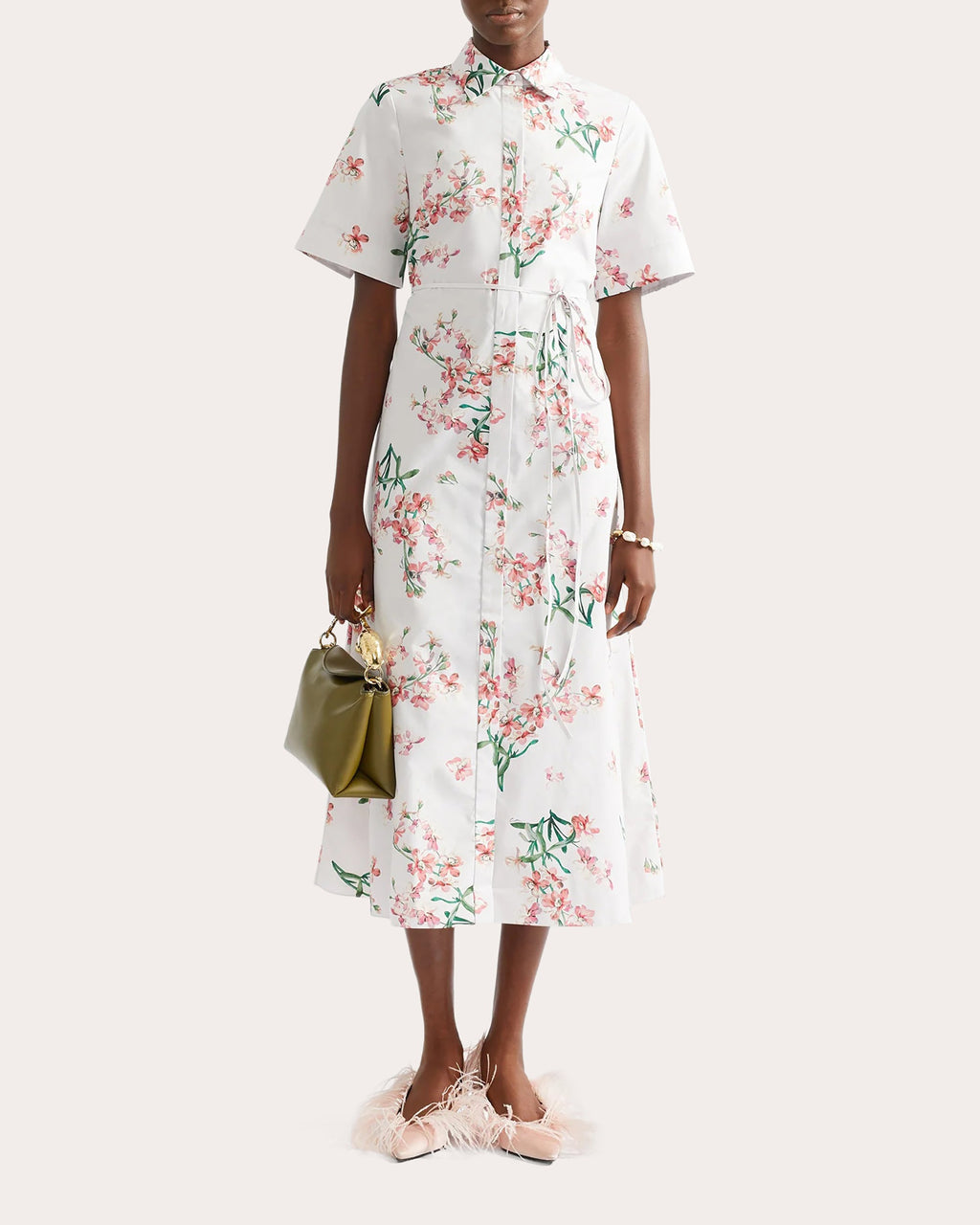 Floral Cotton Midi Shirt Dress