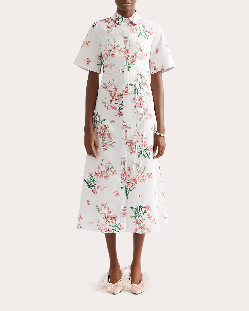 Floral Cotton Midi Shirt Dress