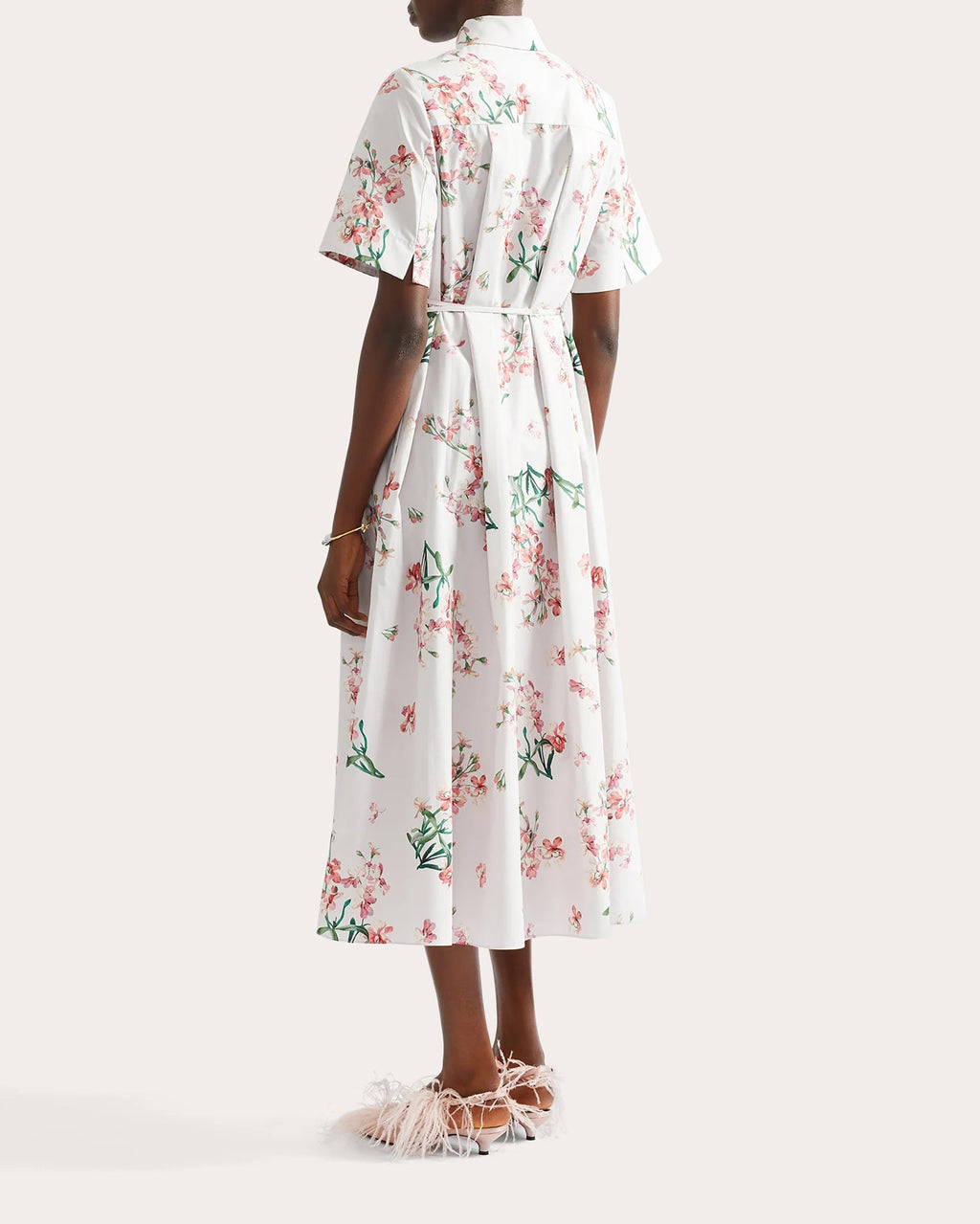 Floral Cotton Midi Shirt Dress