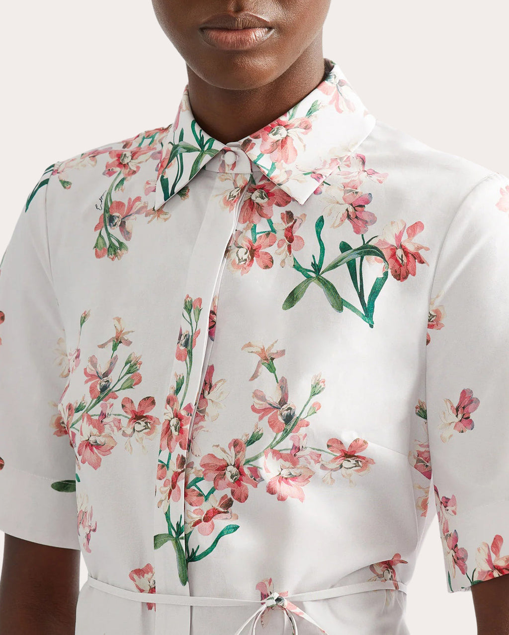 Floral Cotton Midi Shirt Dress