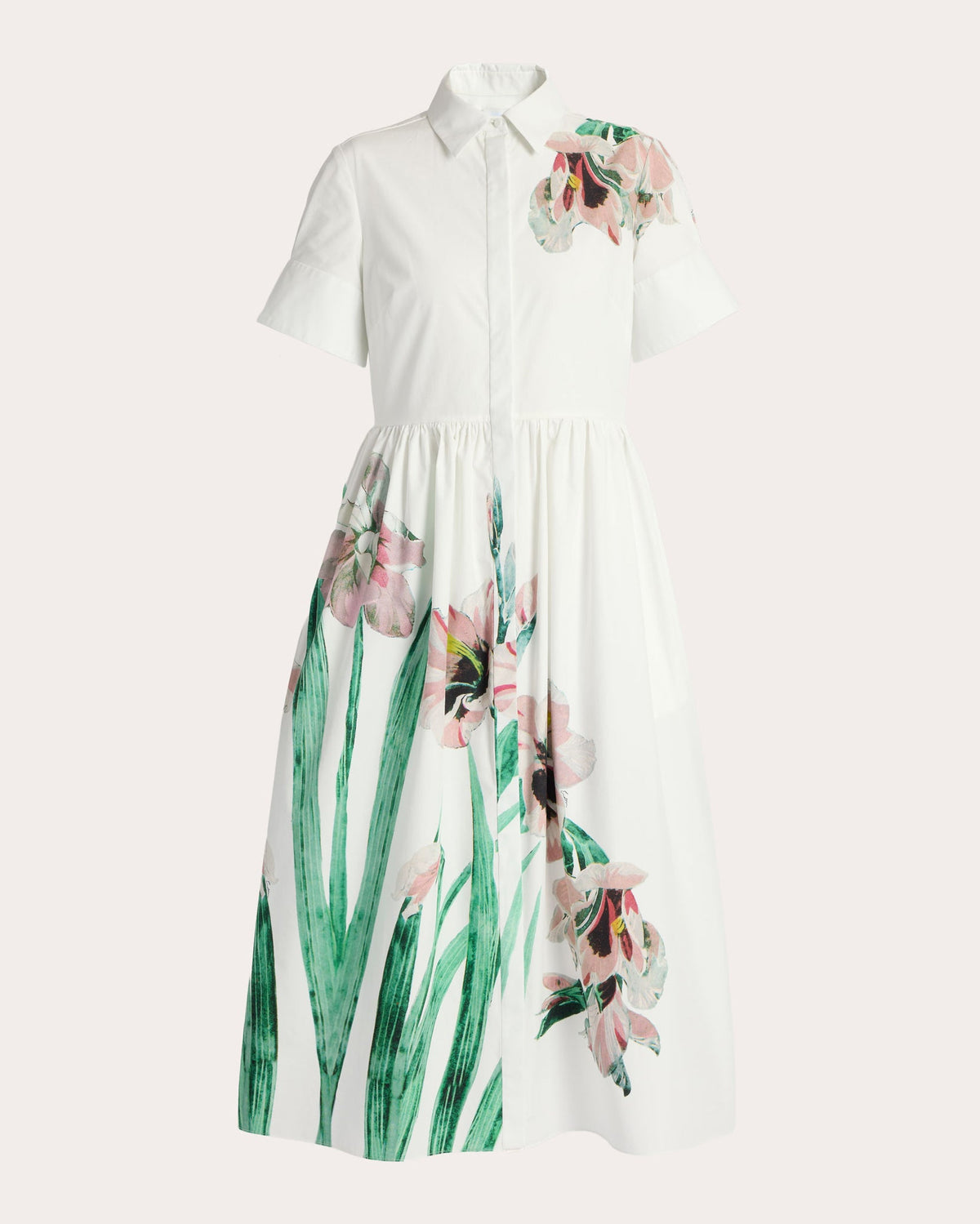 Floral Cotton Gathered Shirt Dress
