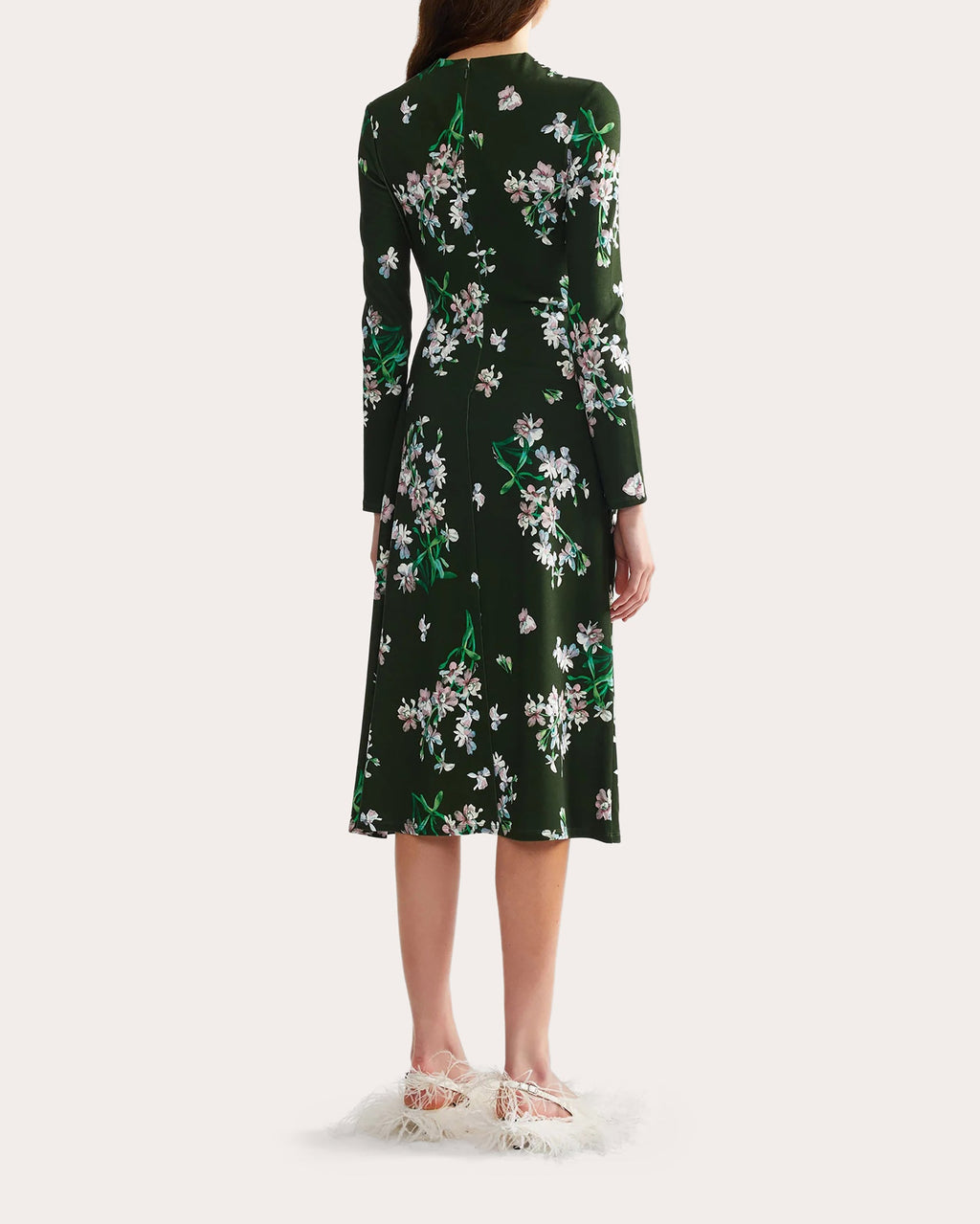Floral Ponte Jersey Draped Midi Dress