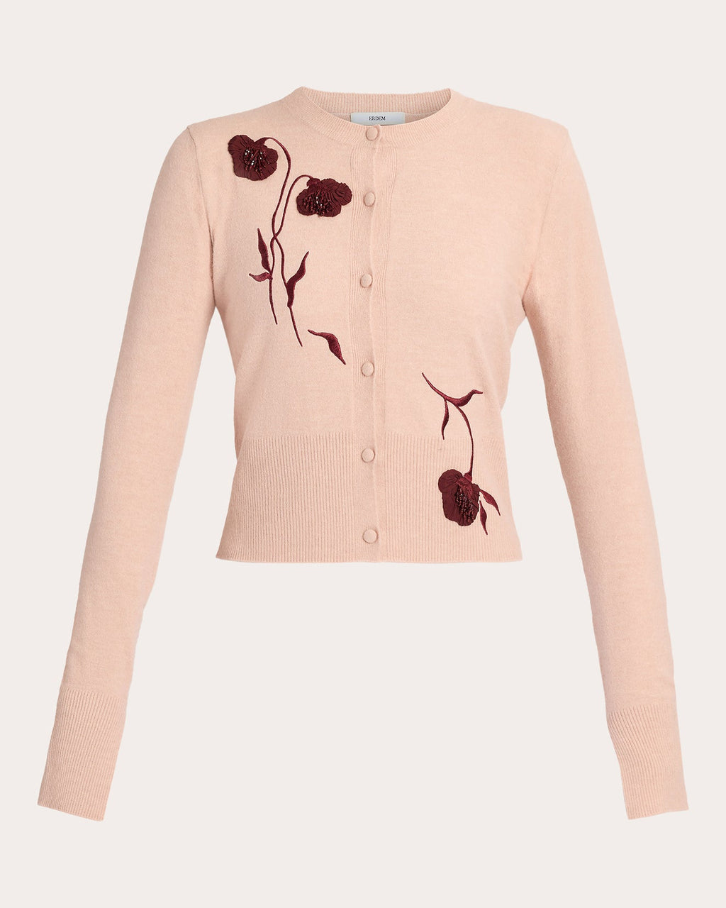 Embroidered Floral Crewneck Cardigan