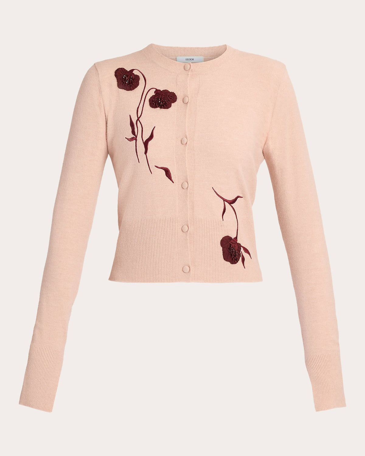 Embroidered Floral Crewneck Cardigan