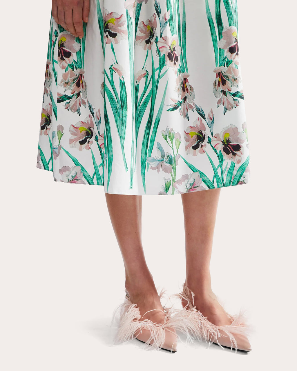 Floral Poplin Full Midi Skirt
