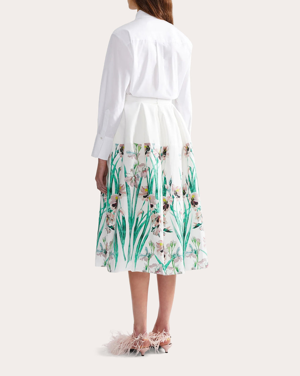 Floral Poplin Full Midi Skirt