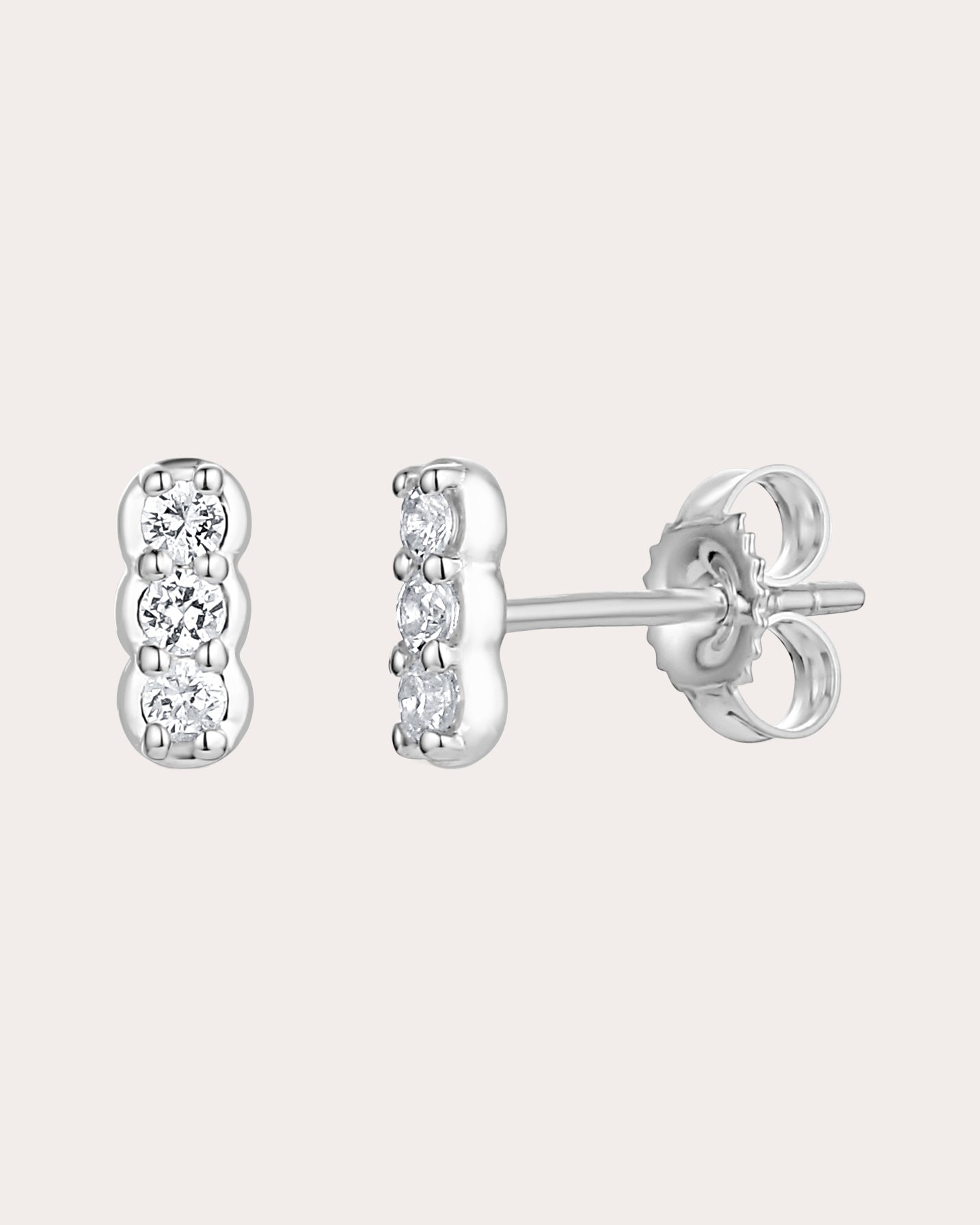 White Sapphire Palace Trio Stud Earrings