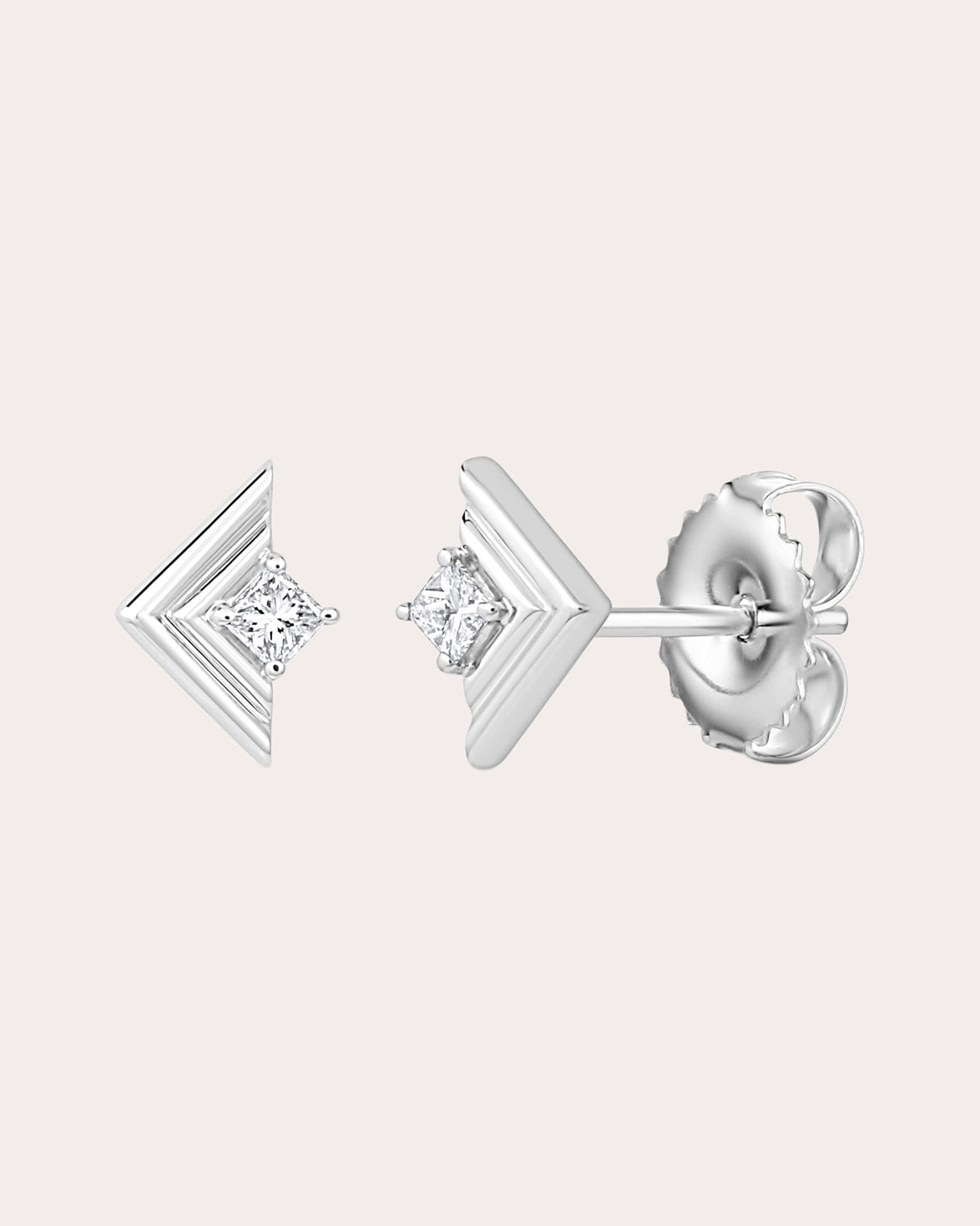 White Sapphire Revival Frame Stud Earrings