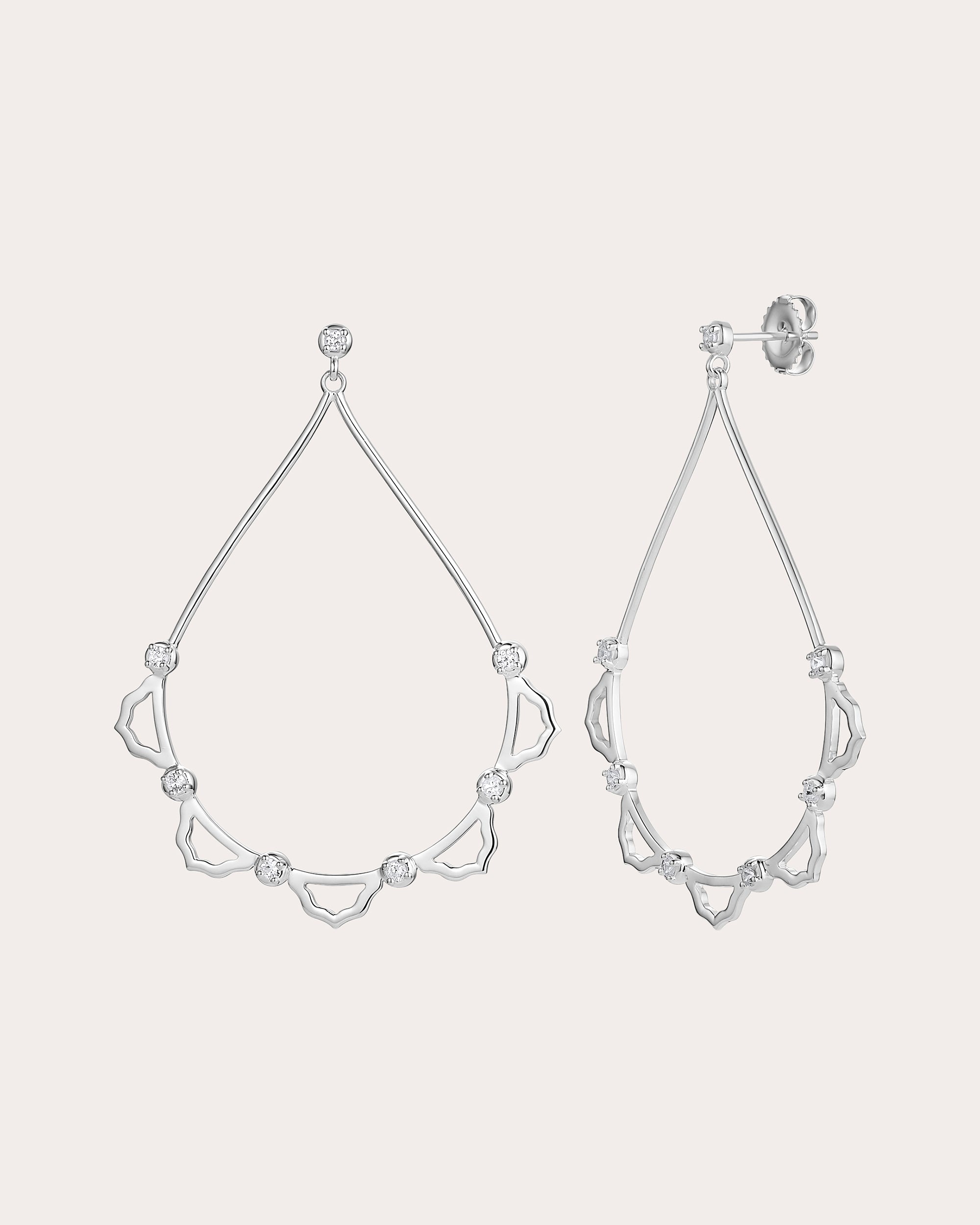 White Sapphire Palace Teardrop Earrings