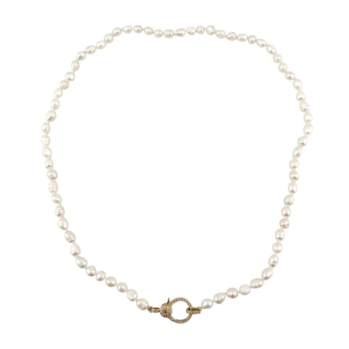 Pearl Necklace with Charm Holder Clasp