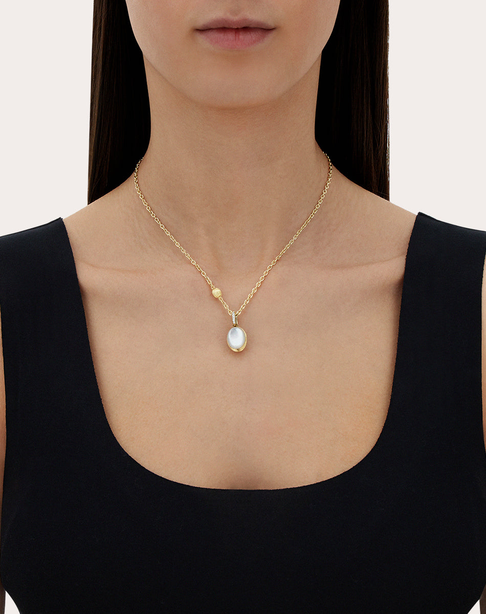 Diamond & Mother of Pearl 18k Gold Medium Dolce Vita Pendant