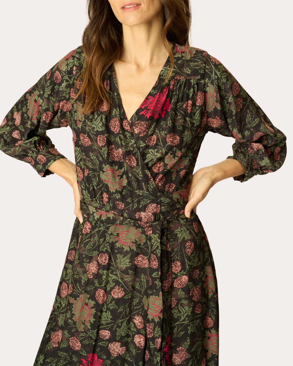 Kate Floral Silk Asymmetric Wrap Maxi Dress