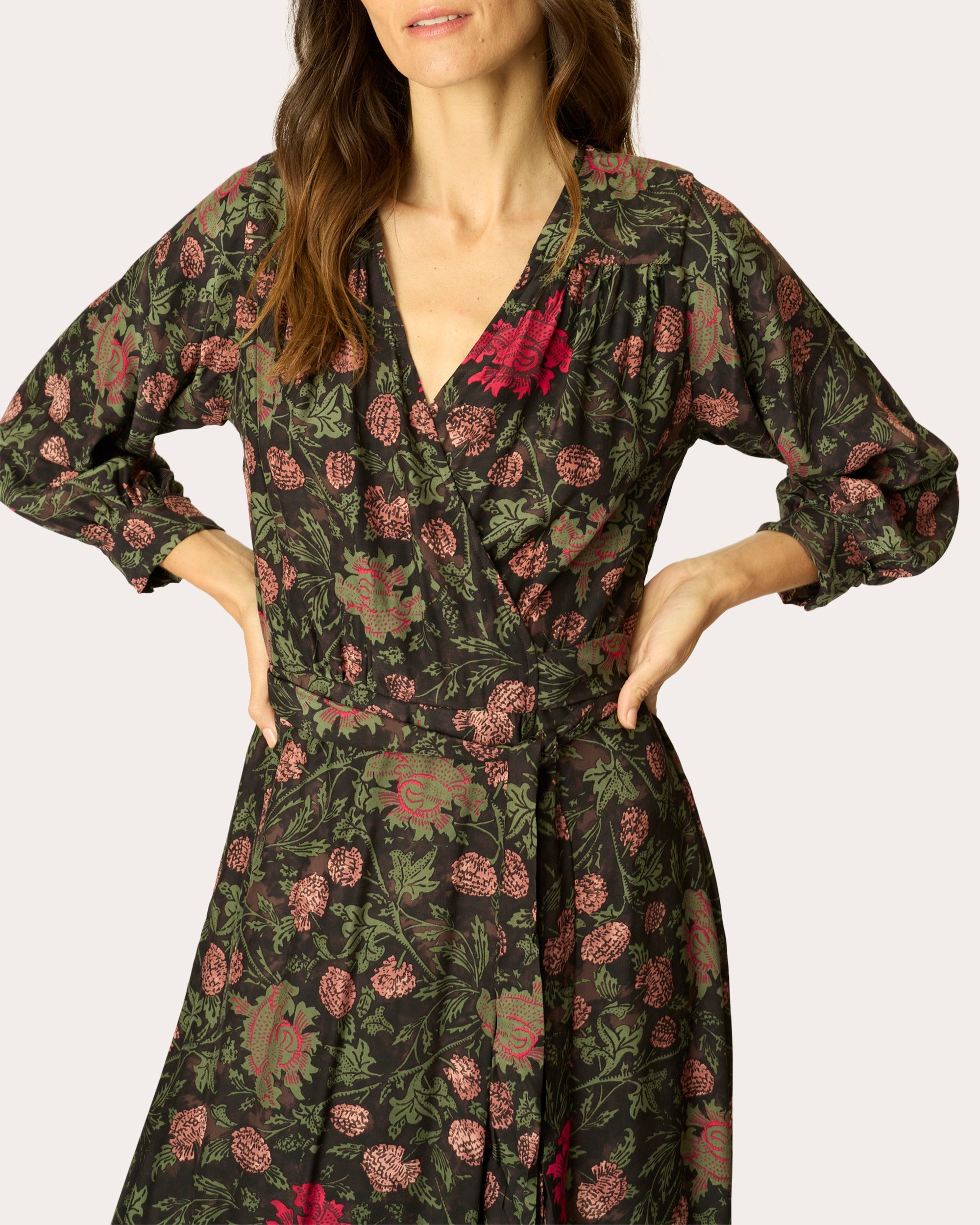 Kate Floral Silk Asymmetric Wrap Maxi Dress