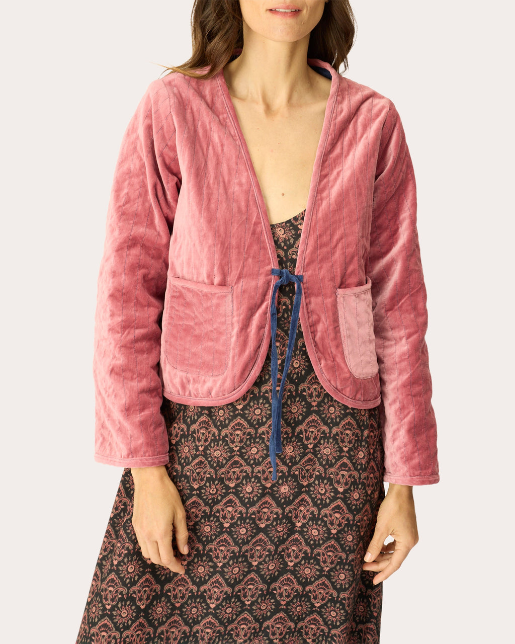 Saskia Reversible Quilted Velvet Crop Jacket