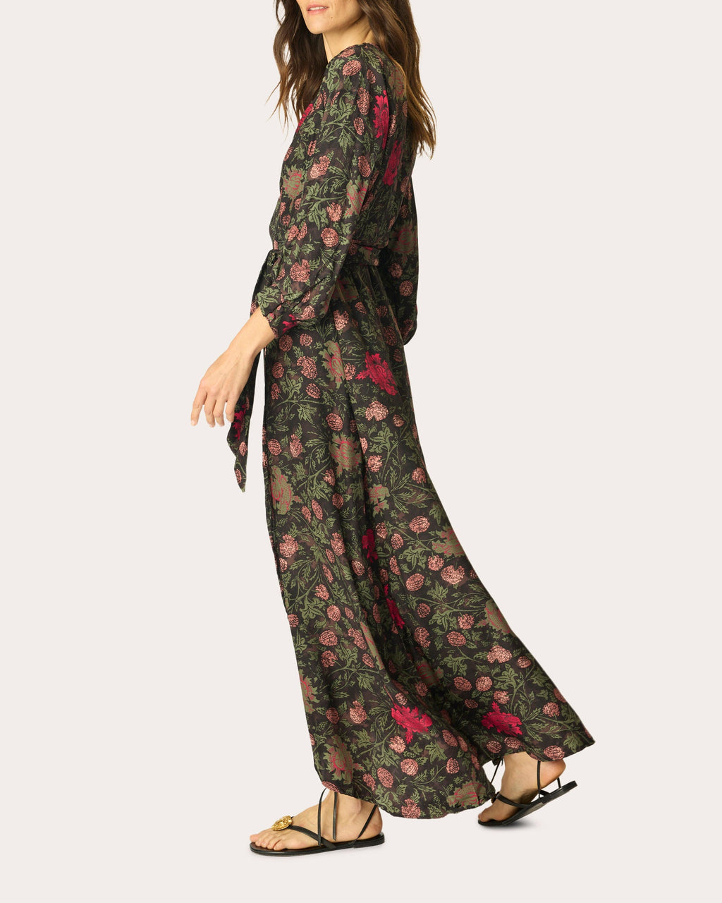 Kate Floral Silk Asymmetric Wrap Maxi Dress