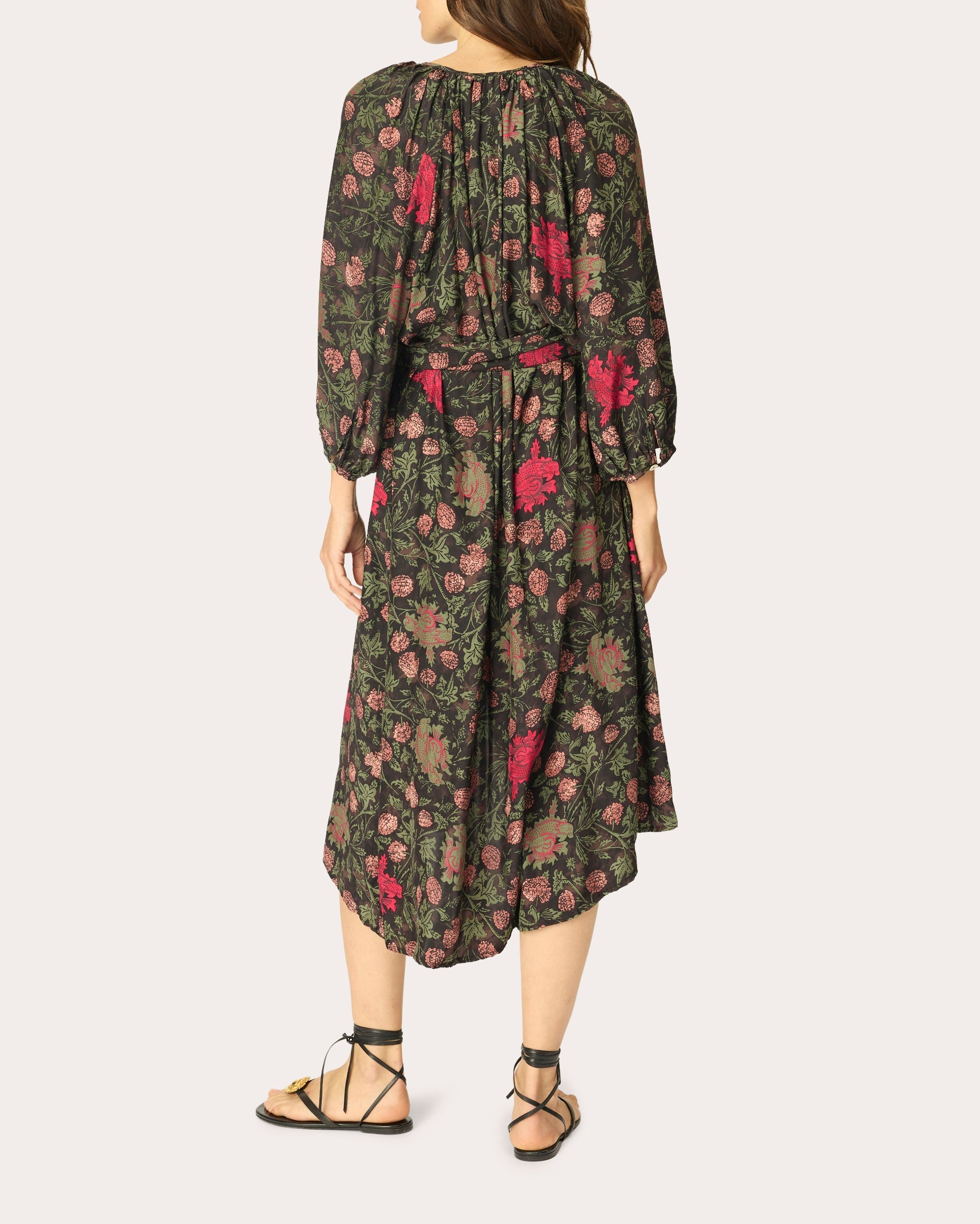 Alex Floral Silk Belted Button-Up Midi Dress