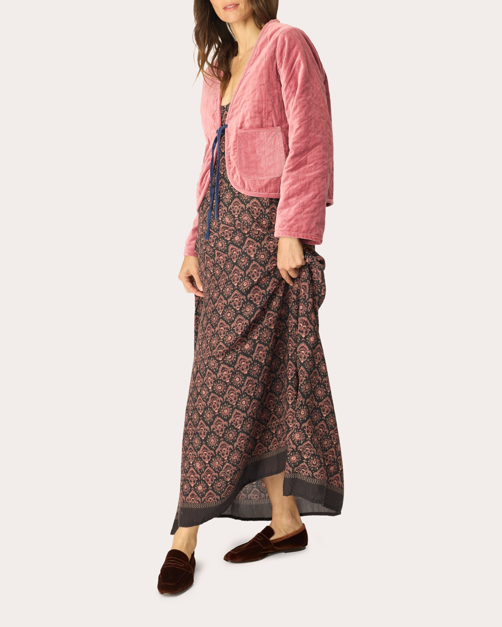 Saskia Reversible Quilted Velvet Crop Jacket