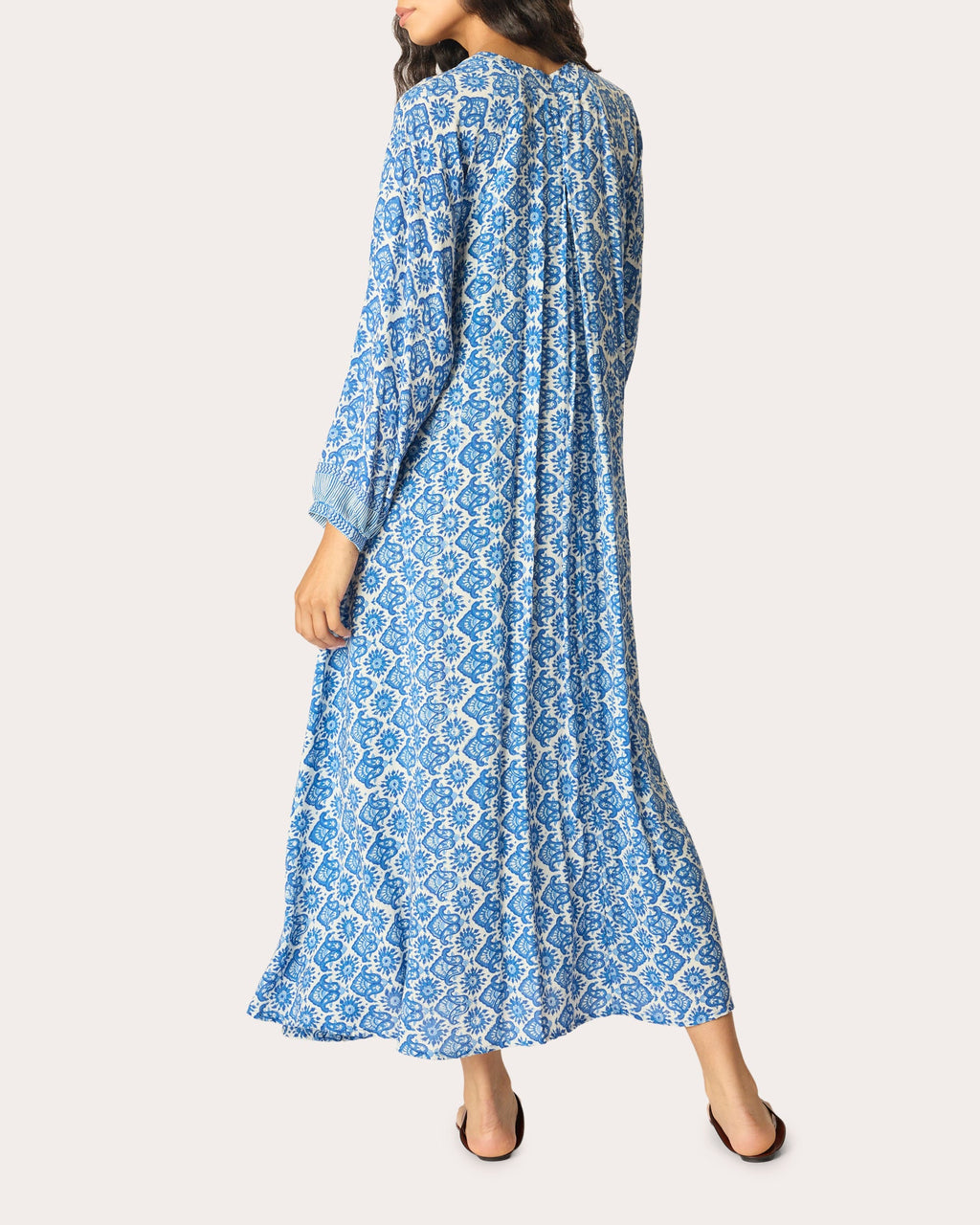 Fiore Fleur de Lis Pleated A-Line Maxi Dress