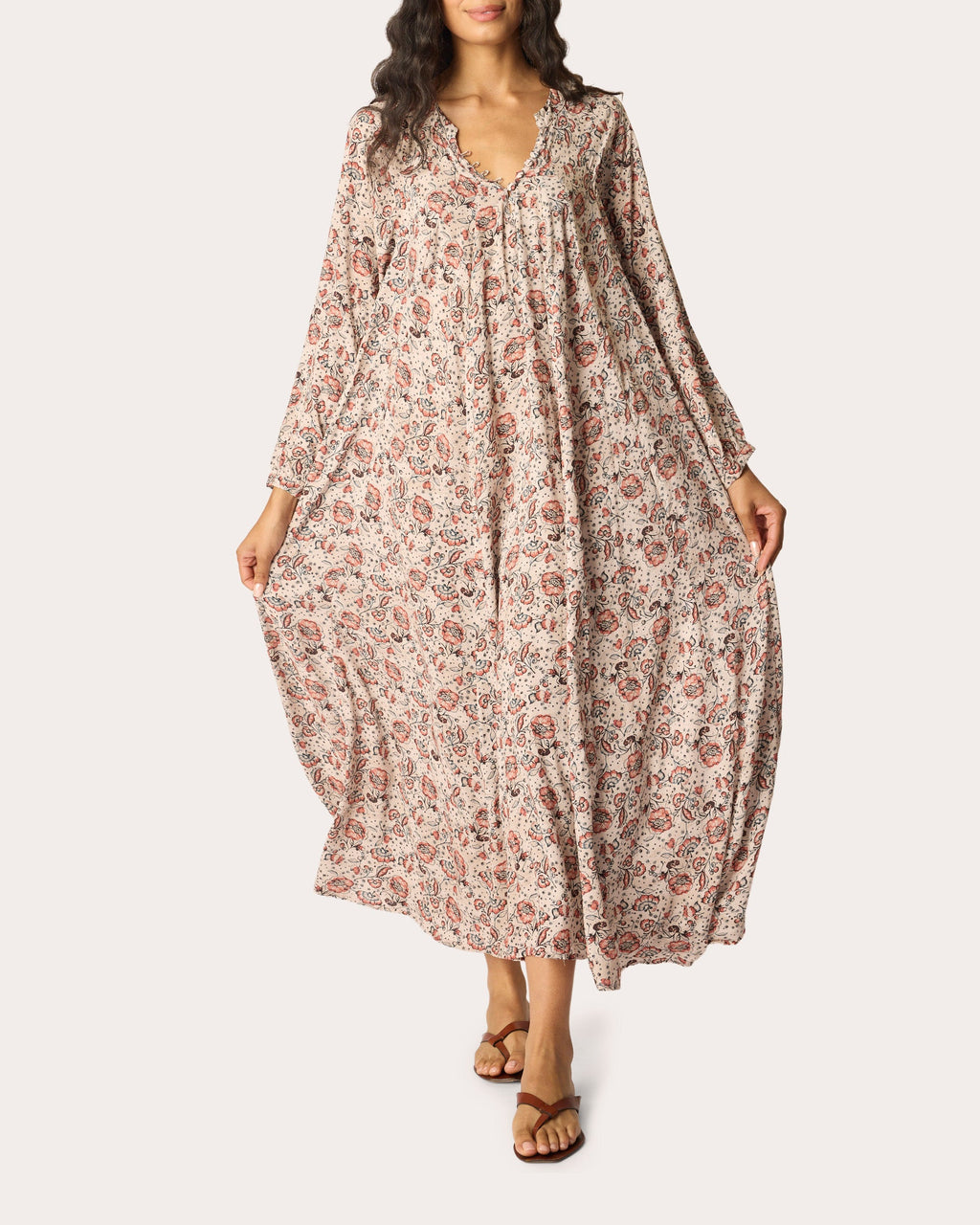 Fiore Floral Pleated A-Line Maxi Dress