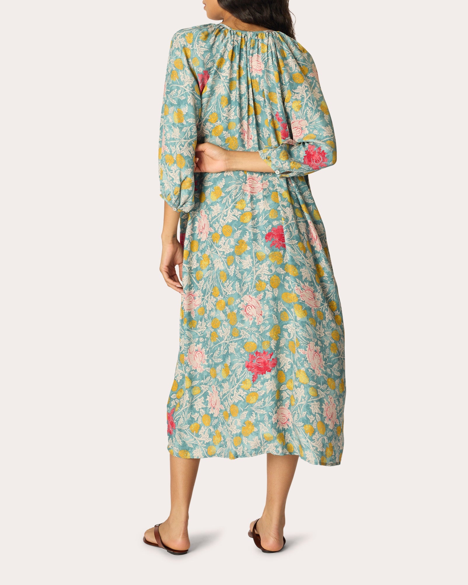 Alex Floral Silk Belted Button-Up Midi Dress