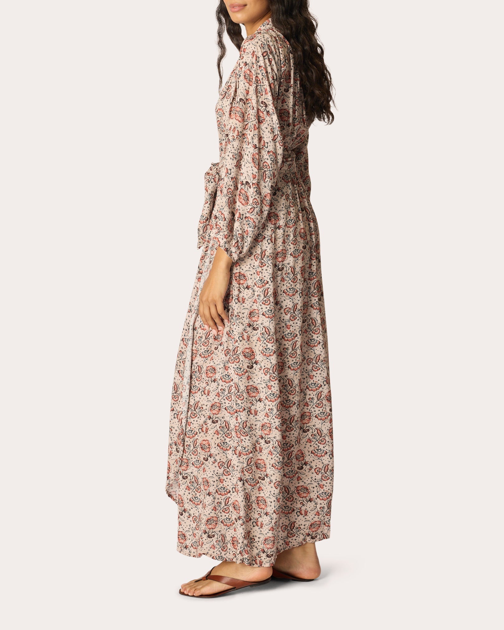 Nico Floral Belted Long-Sleeve Maxi Dress