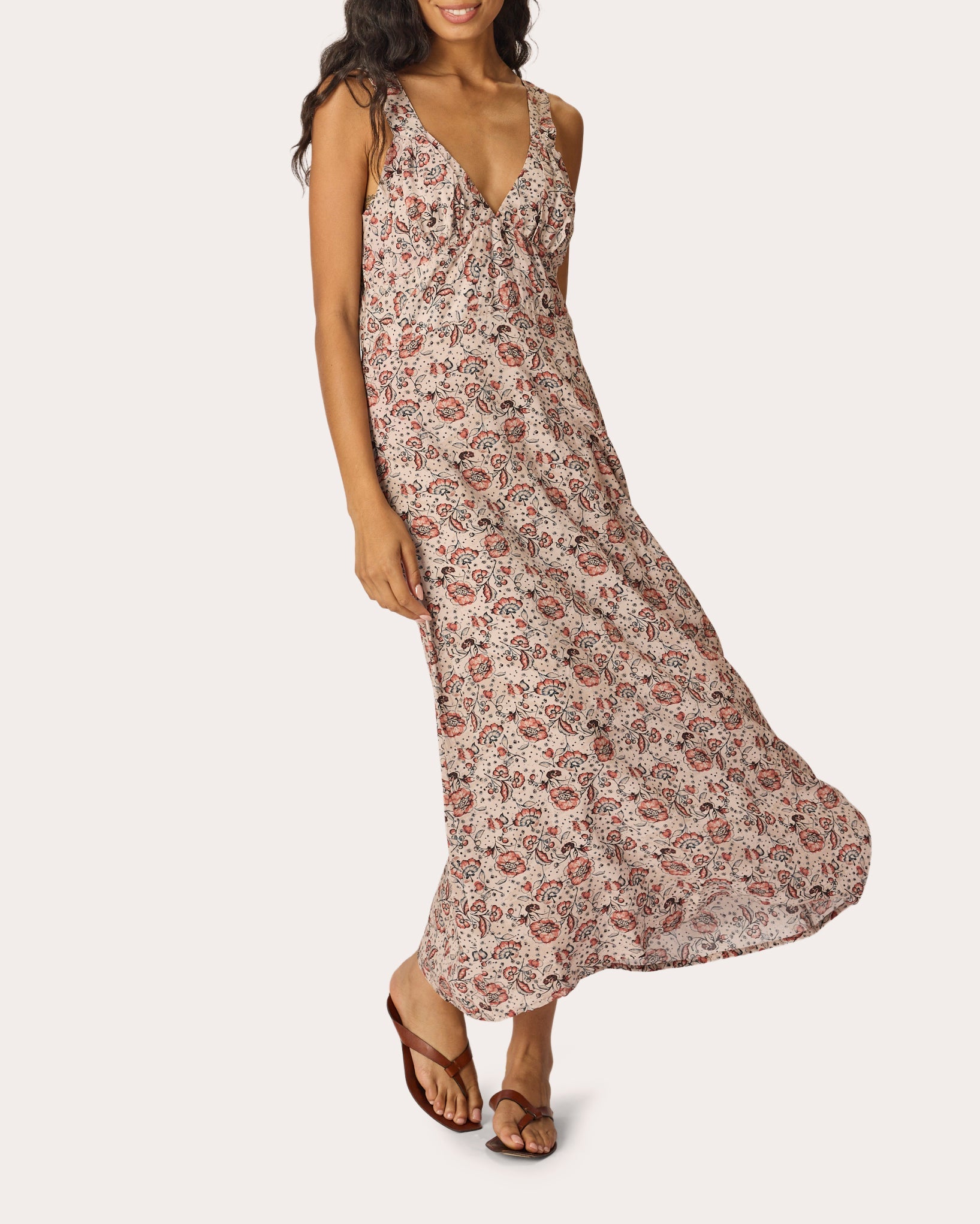 Jackie Floral Bias-Cut A-Line Maxi Dress