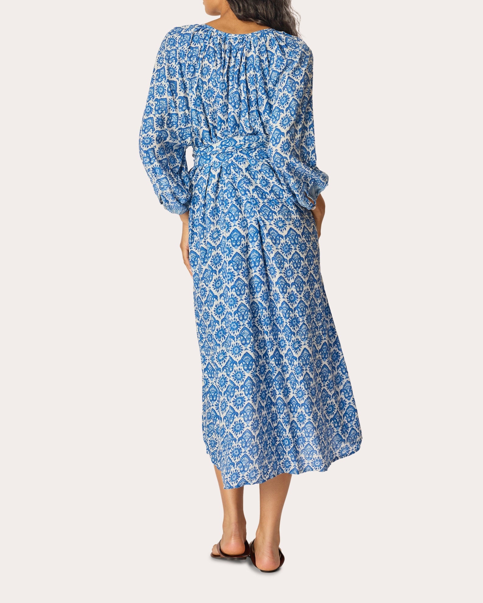 Alex Fleur de Lis Belted Button-Up Midi Dress