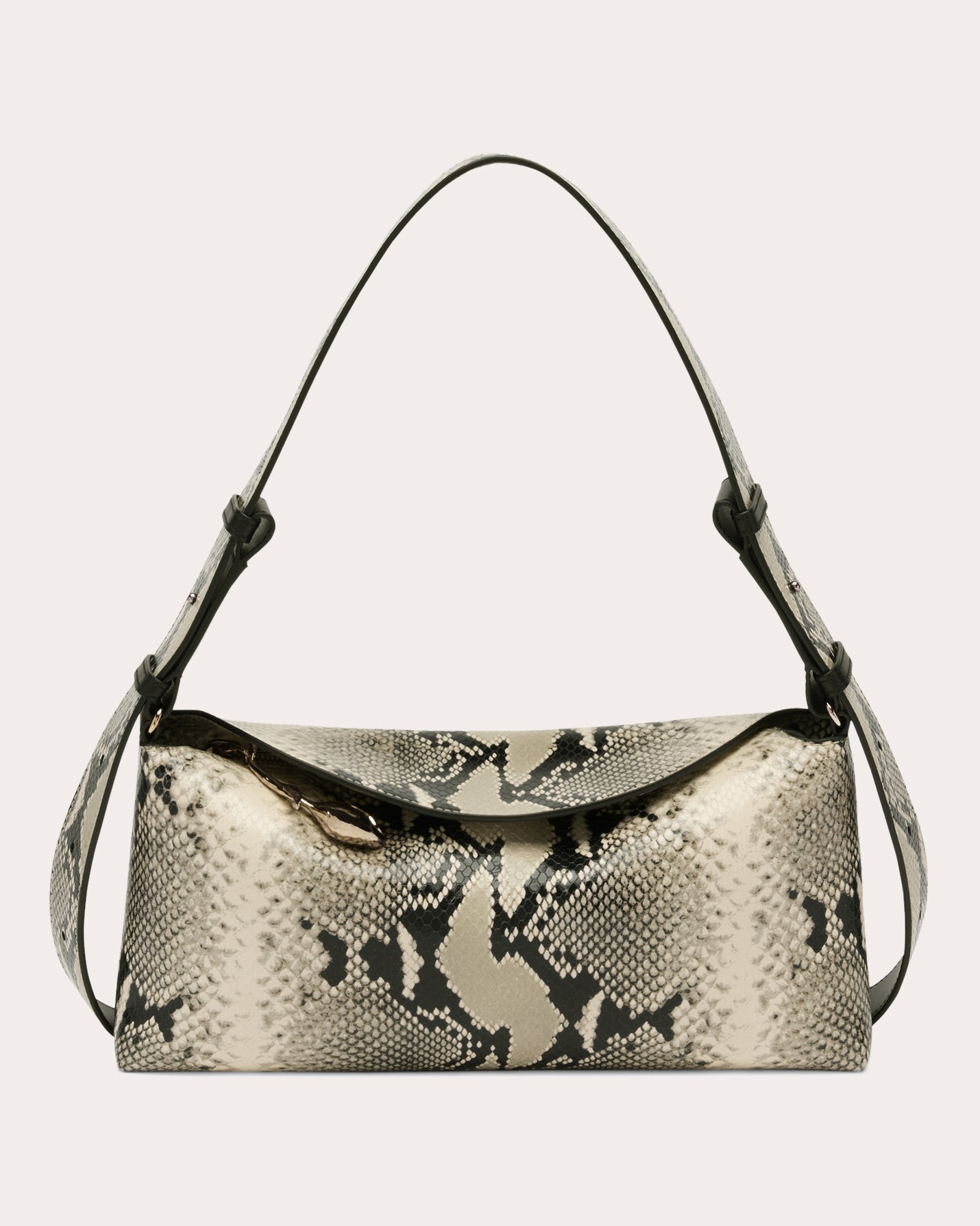 East West Snake-Embossed Leather Bloom Bag