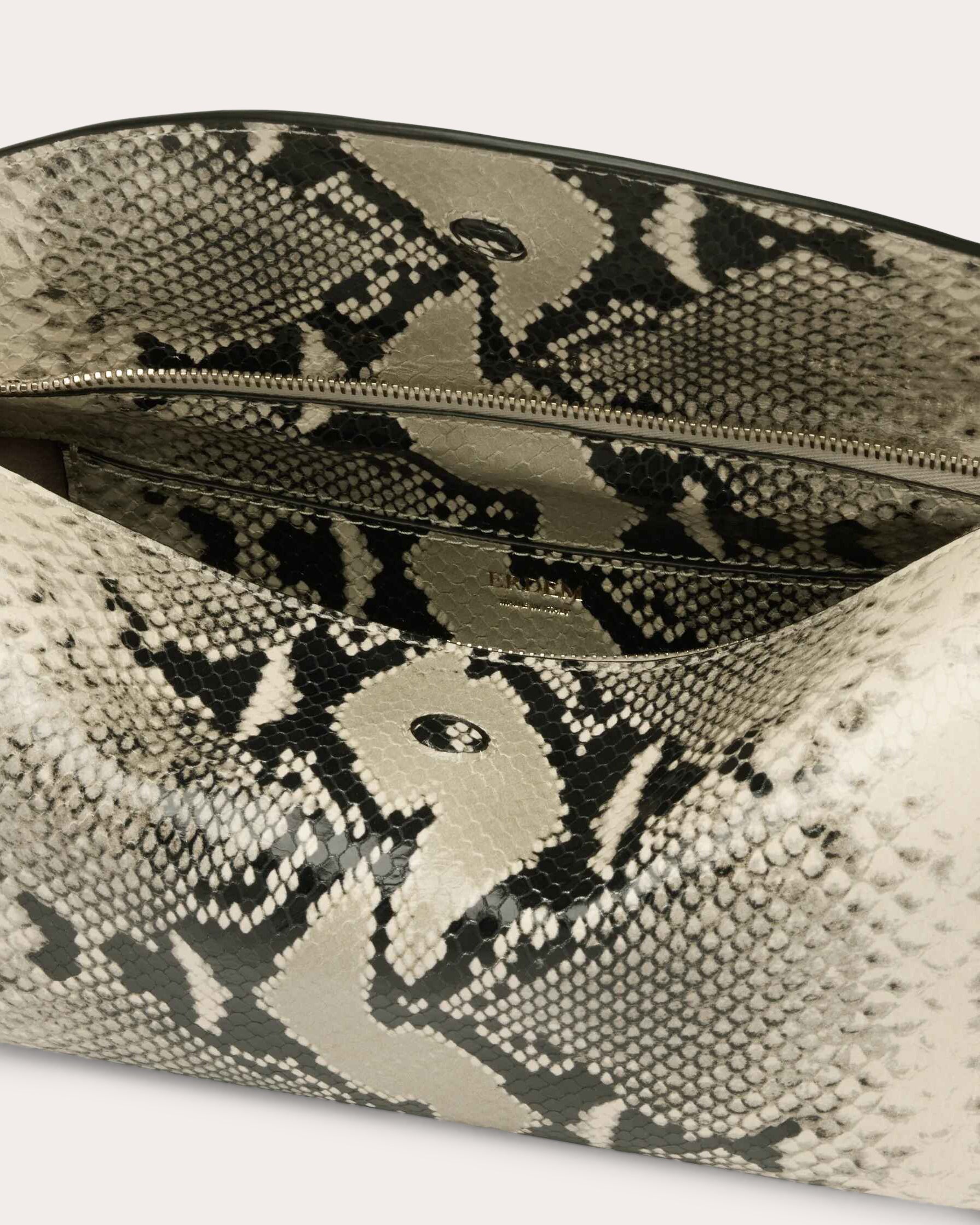 East West Snake-Embossed Leather Bloom Bag