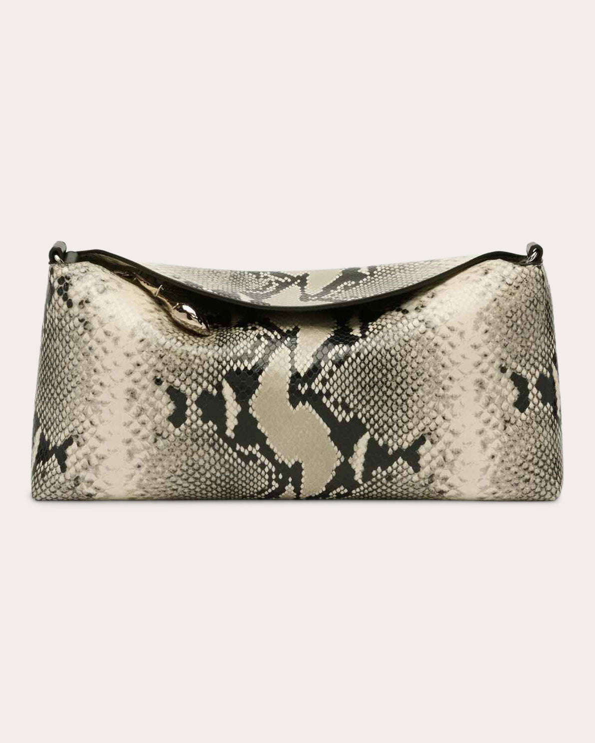 East West Snake-Embossed Leather Bloom Bag
