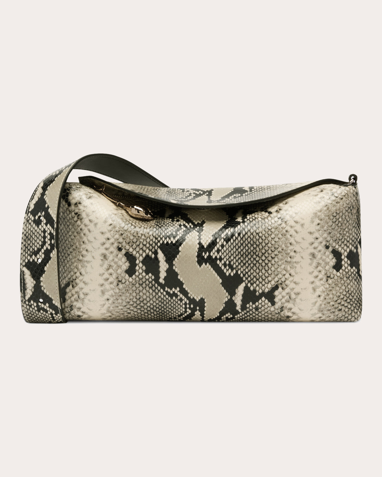 East West Snake-Embossed Leather Bloom Bag