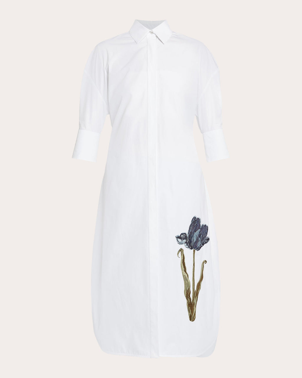 Floral Cotton A-Line Shirt Dress