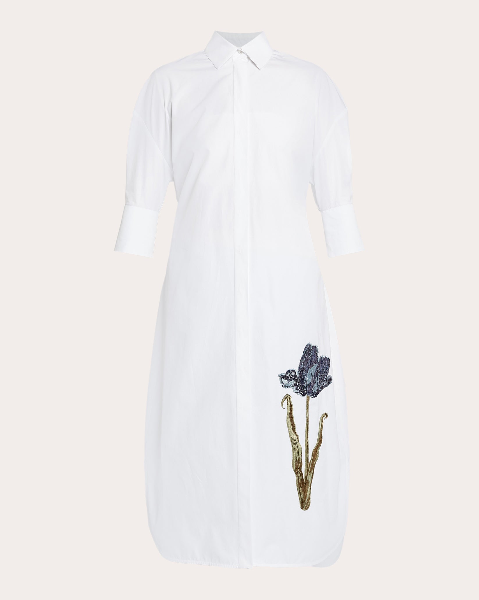 Floral Cotton A-Line Shirt Dress