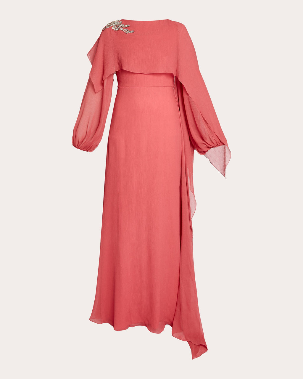 Crystal Silk Chiffon Asymmetric Drape Gown