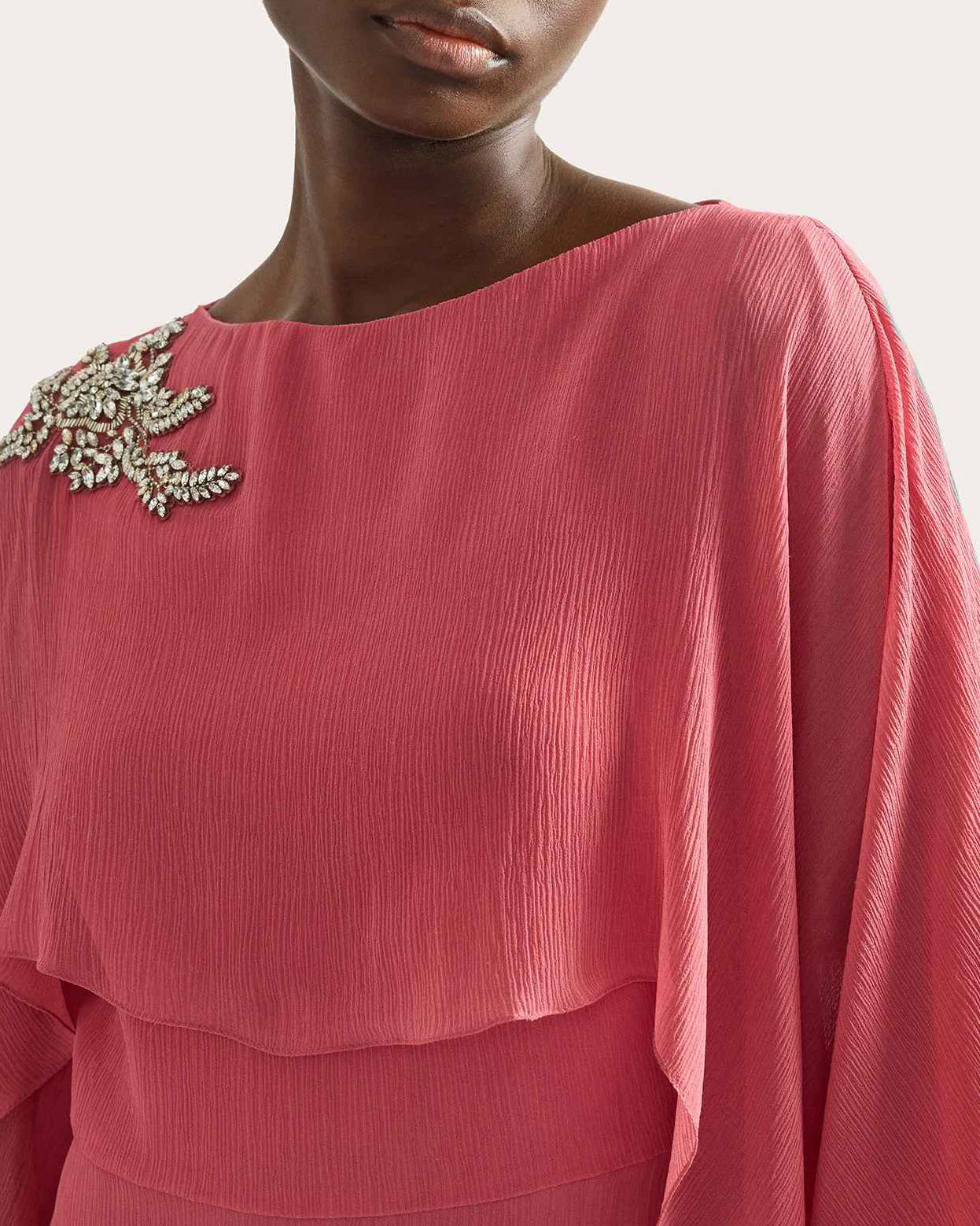 Crystal Silk Chiffon Asymmetric Drape Gown