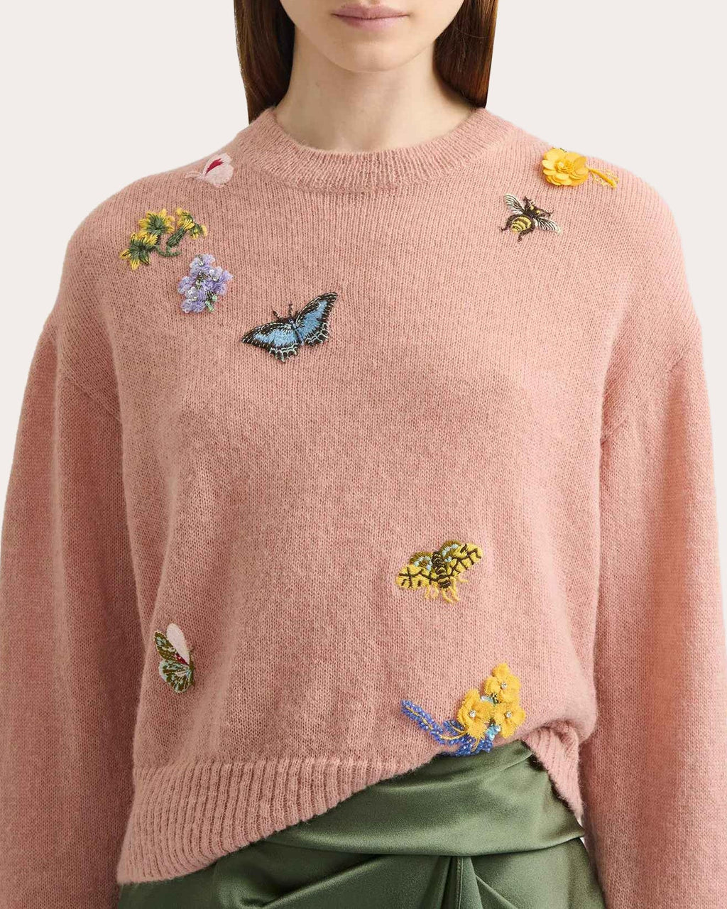 Embroidered Wool Crewneck Sweater