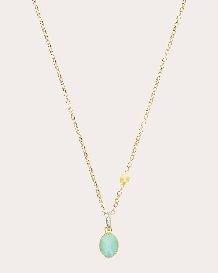 Diamond & Jadeite 18k Gold Small Lattementa Pendant