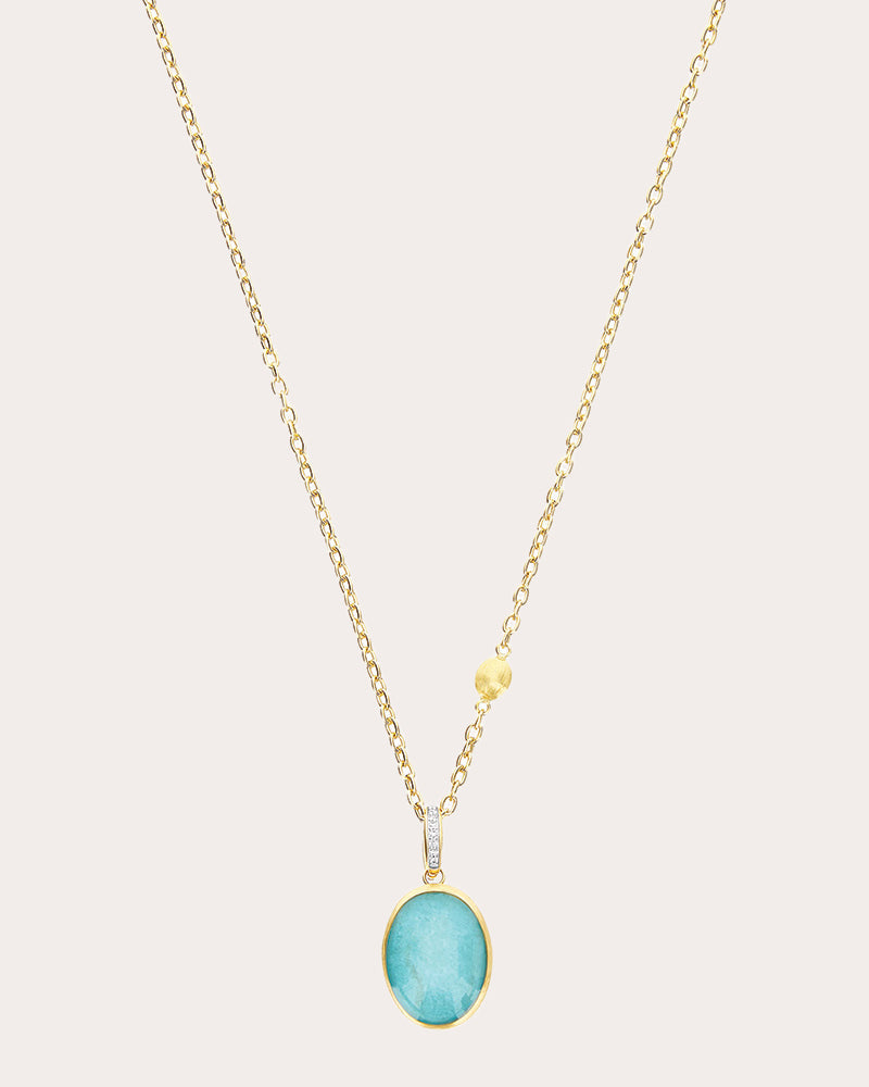 Amazonite & Diamond 18k Gold Medium Anice Pendant