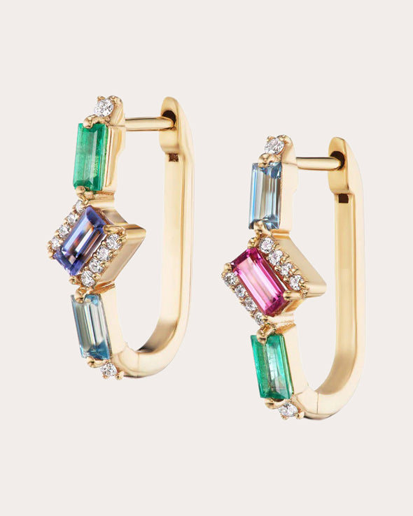 Diamond & Gemstone Ethereal Angel Huggie Earrings