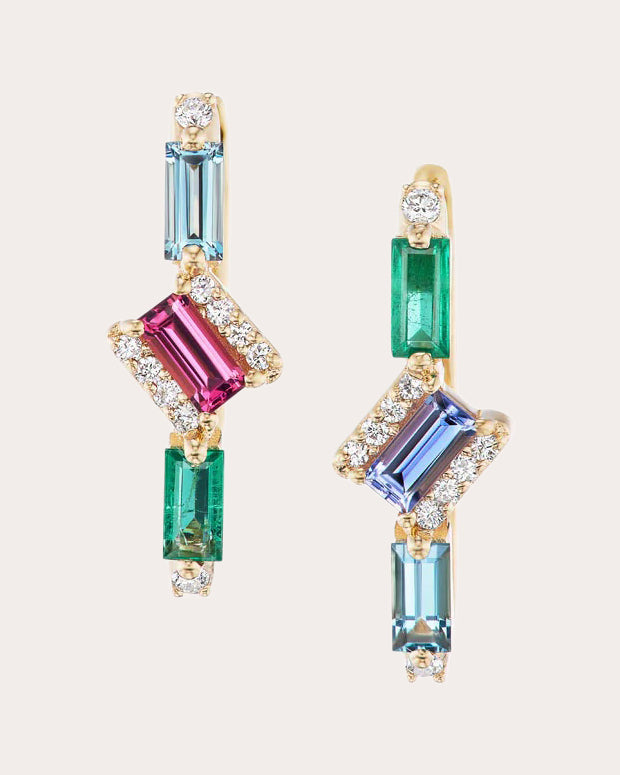 Diamond & Gemstone Ethereal Angel Huggie Earrings