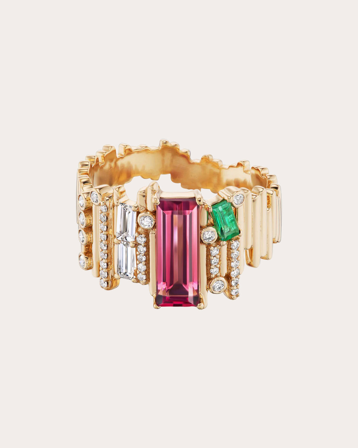 Diamond & Pink Tourmaline Ethereal Statement Ring