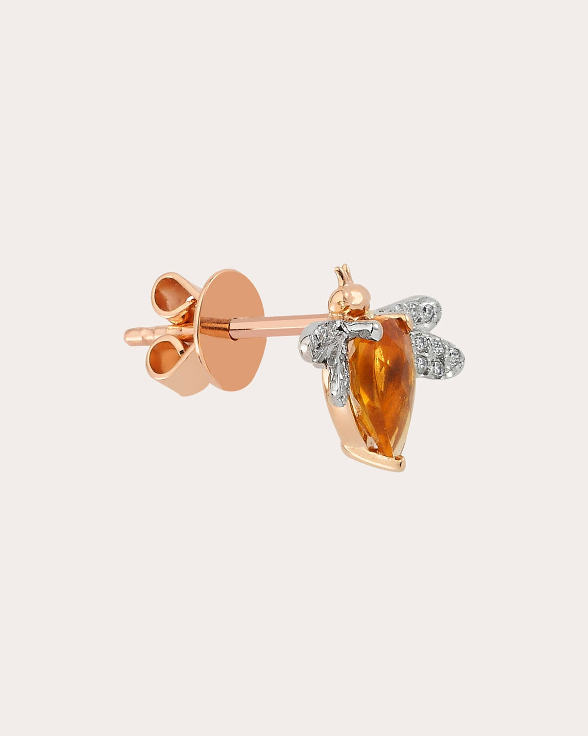 Citrine & Diamond Queen Bee Bella Singular Stud Earring