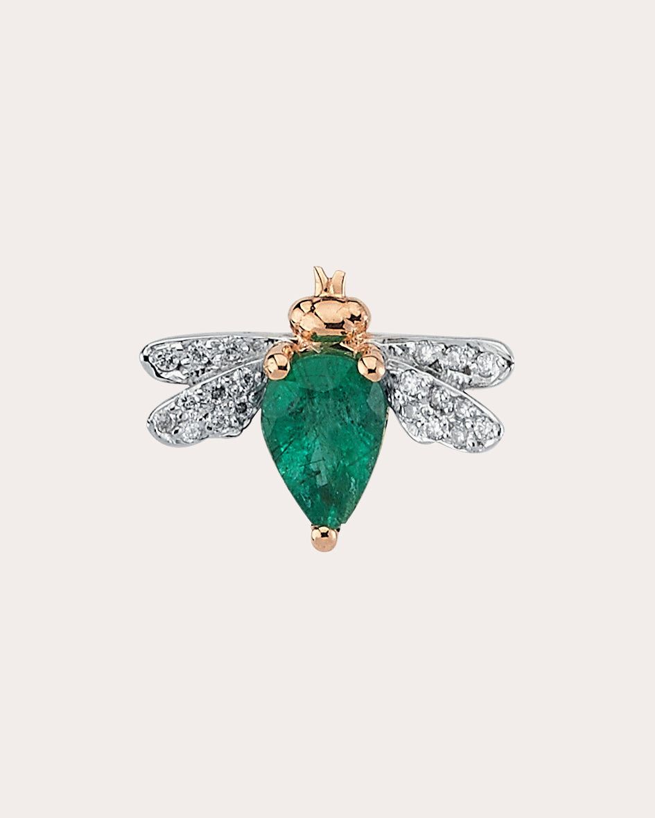 Emerald & Diamond Queen Bee Bella Singular Stud Earring