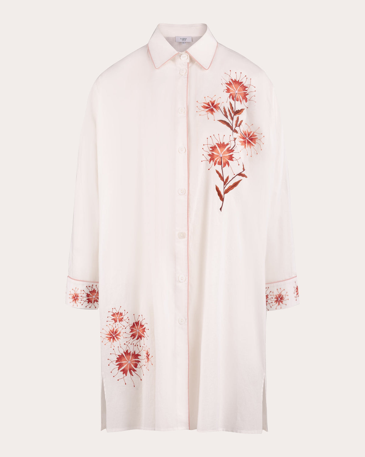 Gifu Embroidered Floral Cotton Shirt Dress