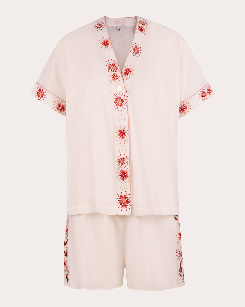 Sumi Embroidered Floral Cotton Pajama Set