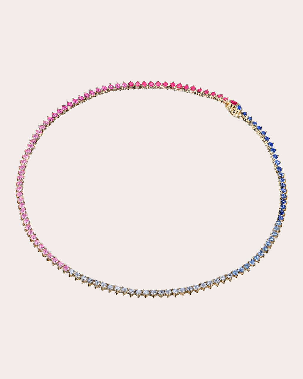 Ruby & Sapphire Petite Magenta Eternity Heart Necklace