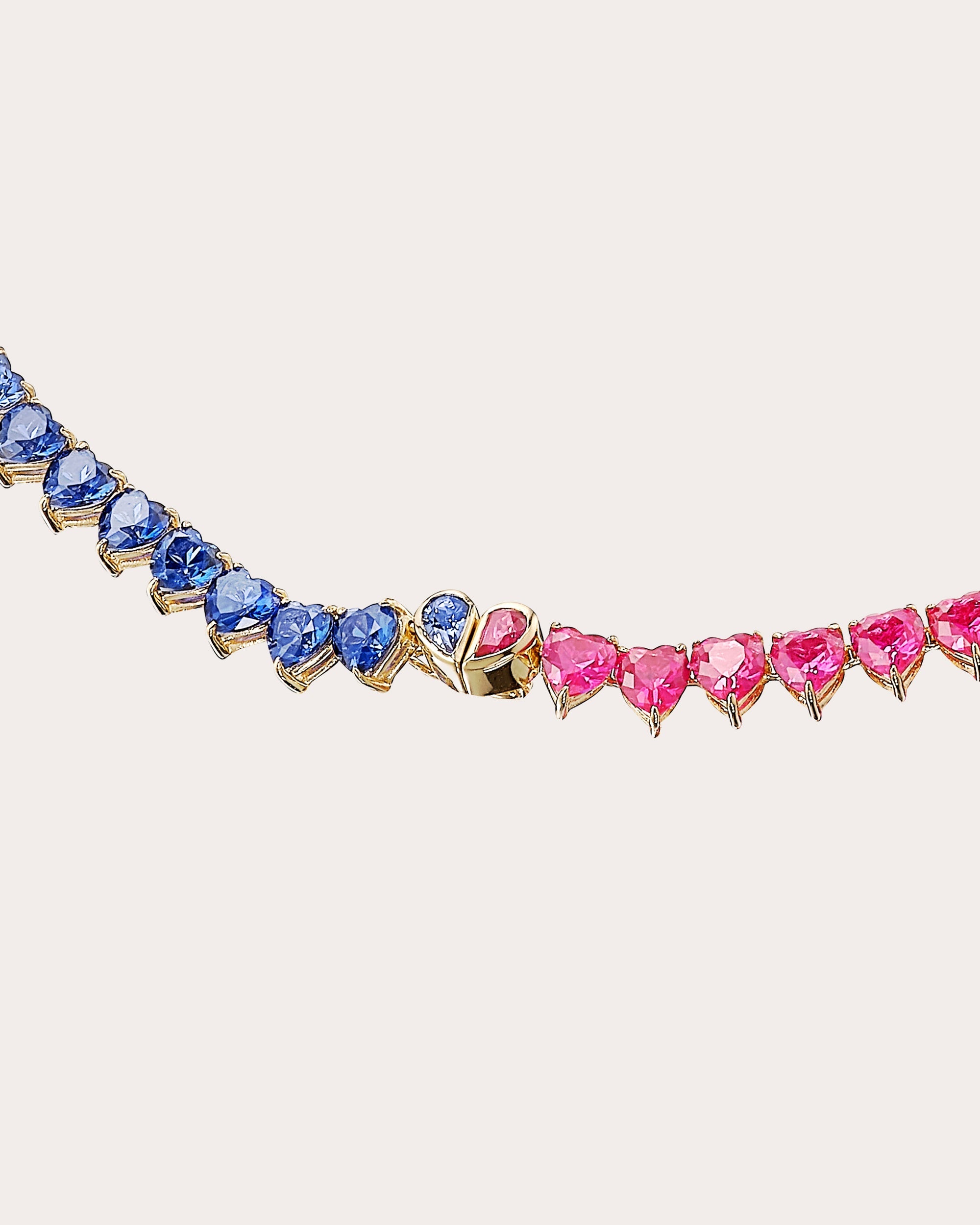 Ruby & Sapphire Petite Magenta Eternity Heart Necklace