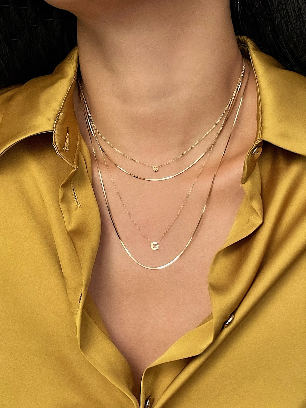 14k Gold Initial Pendant Necklace